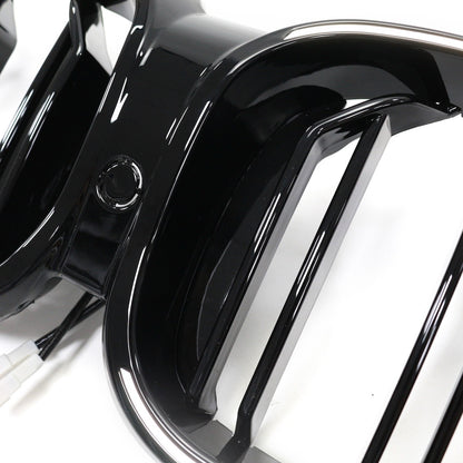 LED Doppelstreben Hochglanz Schwarz Frontgrill passend für BMW 5er G30 2017-2020