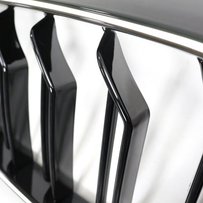 LED Doppelstreben Hochglanz Schwarz Frontgrill passend für BMW 5er G30 2017-2020