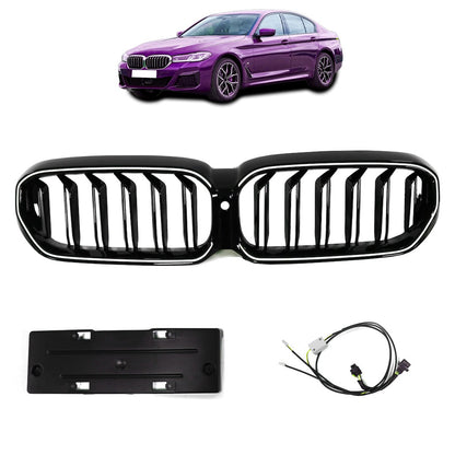 LED Doppelstreben Hochglanz Schwarz Grill passend für BMW 5er G30 G31 2020-2023