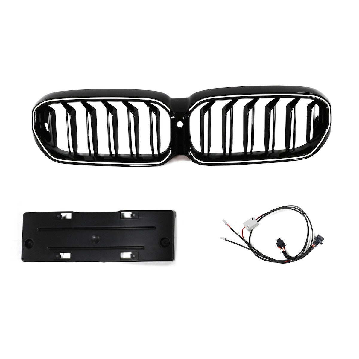 LED Doppelstreben Hochglanz Schwarz Grill passend für BMW 5er G30 G31 2020-2023