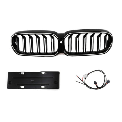 LED Doppelstreben Hochglanz Schwarz Grill passend für BMW 5er G30 G31 2020-2023