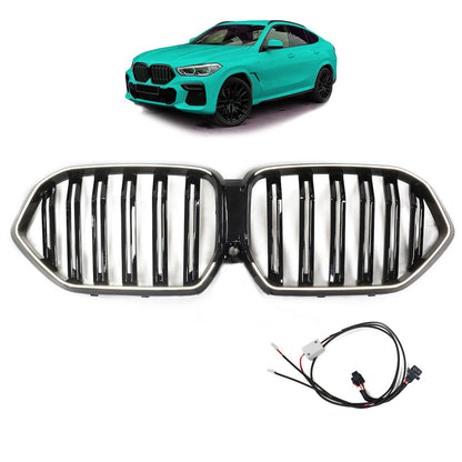 LED Doppelstreben Hochglanz Schwarz Grill passend für BMW X6 G06 2019-2023
