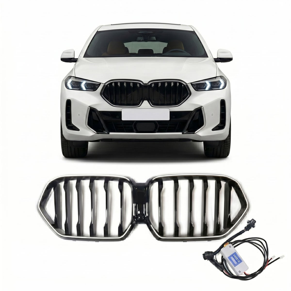 LED Einzelstreben Hochglanz Schwarz Grill passend für BMW X6 G06 LCI 2023+