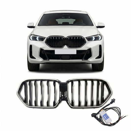 LED Einzelstreben Hochglanz Schwarz Grill passend für BMW X6 G06 LCI 2023+
