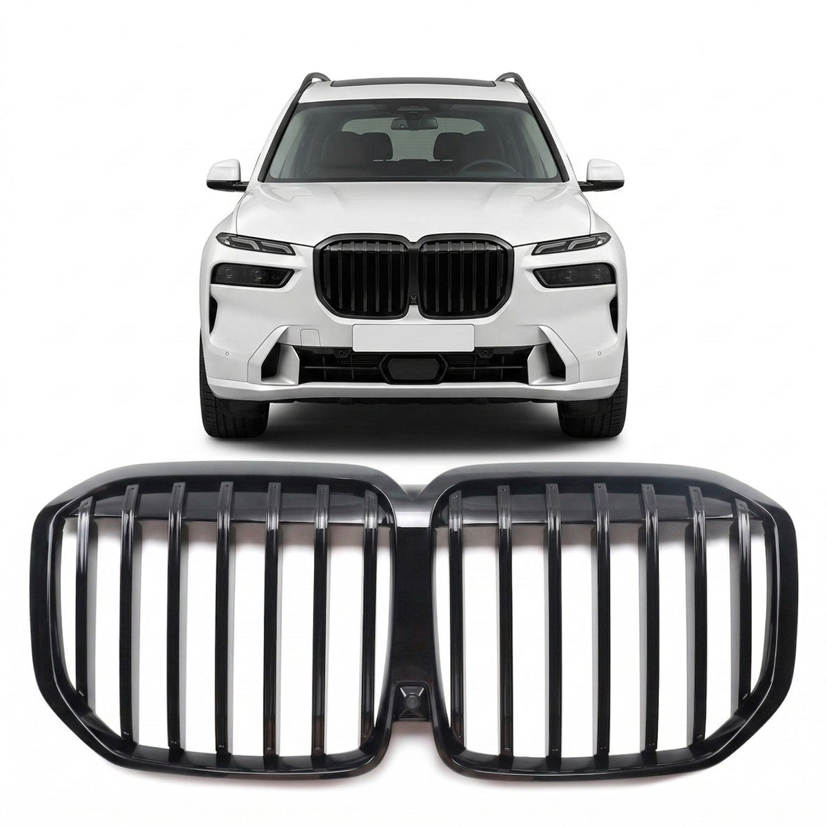 Einzelstreben Kühlergrill Hochglanz Schwarz passend für BMW X7 G07 LCI 2022+