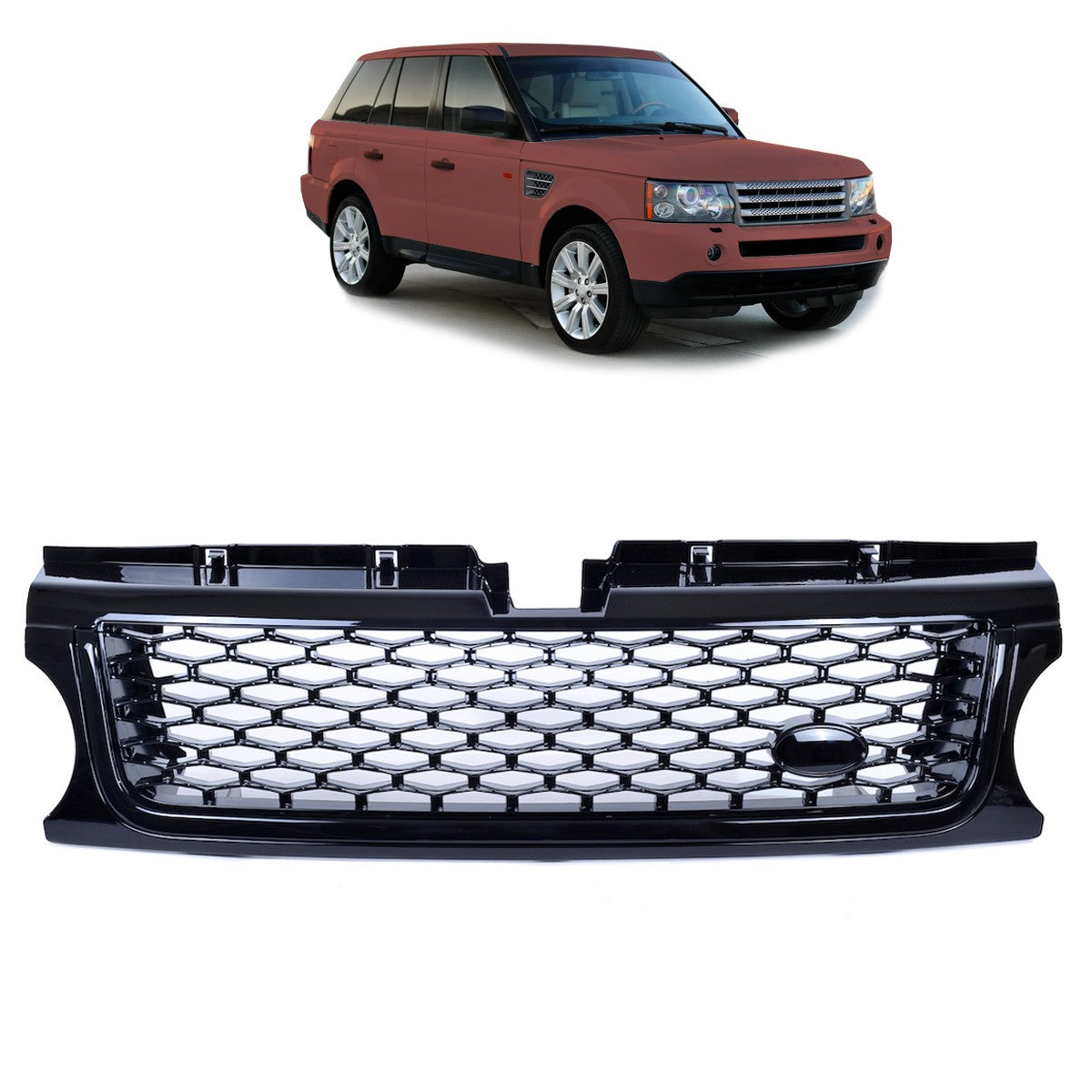 Kühlergrill Hochglanz Schwarz passend für Range Rover Sport L320 2010-2013