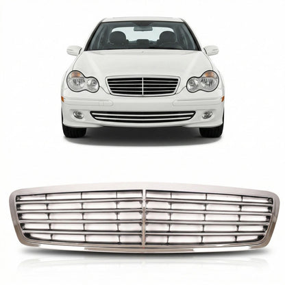 Frontgrill 4 Lamellen Chrom passend für Mercedes C-Klasse W203 2000-2007