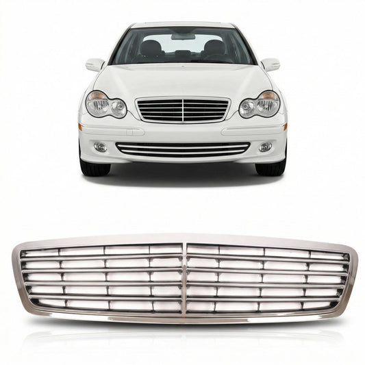 Frontgrill 4 Lamellen Chrom passend für Mercedes C-Klasse W203 2000-2007
