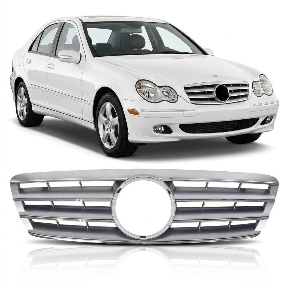 Frontgrill Silber 4S passend für Mercedes C-Klasse W203 2000-2007
