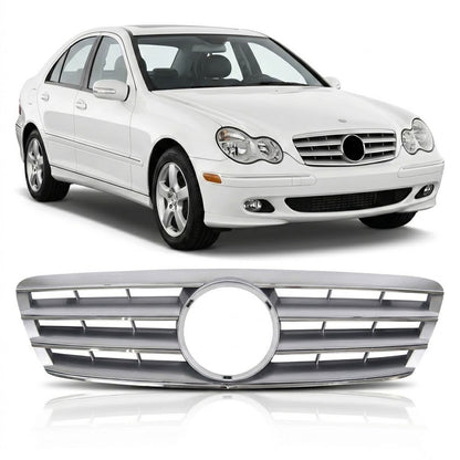 Frontgrill Silber 4S passend für Mercedes C-Klasse W203 2000-2007