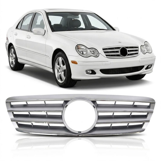 Frontgrill Silber 4S passend für Mercedes C-Klasse W203 2000-2007