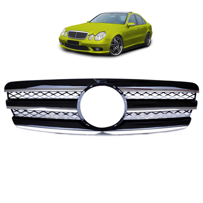 Sportgrill Hochglanz Schwarz & Chrom passend für Mercedes E-Klasse W211 2002-2006
