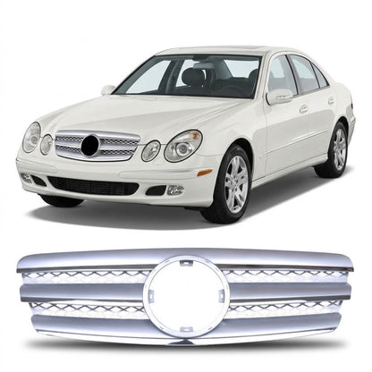Silberner Sportgrill passend für Mercedes E-Klasse W211 Limousine Kombi 2002-2006