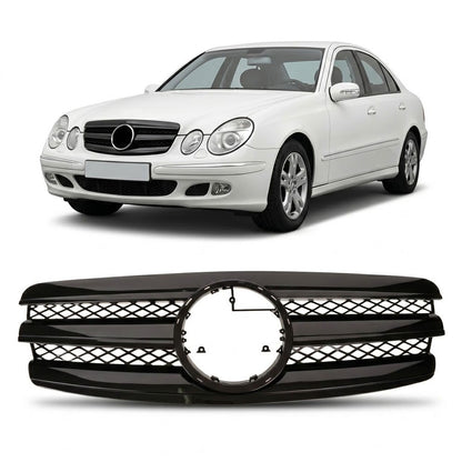 Sportgrill Ganz Hochglanz Schwarz passend für Mercedes E-Klasse W211 2002-2006