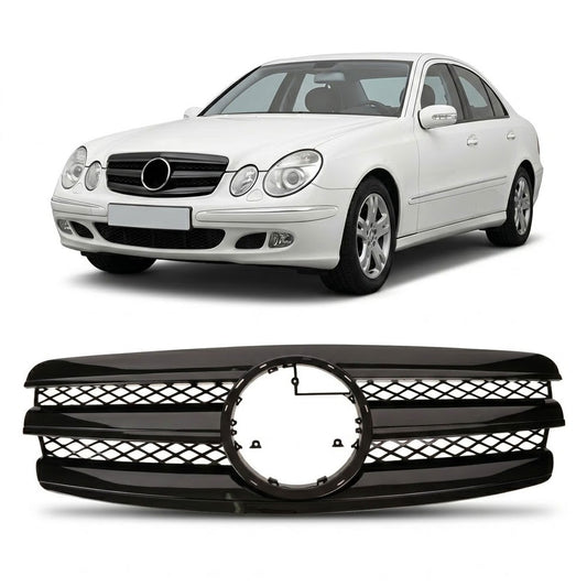 Sportgrill Ganz Hochglanz Schwarz passend für Mercedes E-Klasse W211 2002-2006