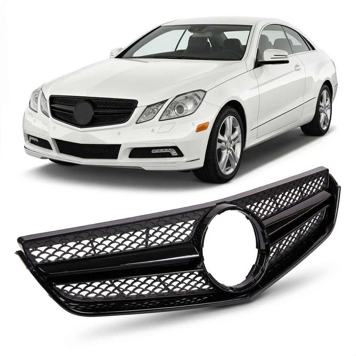 Kühlergrill Hochglanz Schwarz passend für Mercedes E-Klasse C207 A207 2009-2013