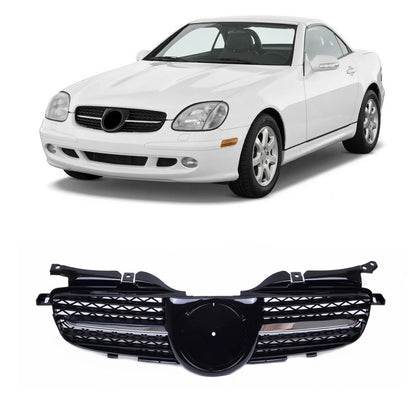 Kühlergrill Hochglanz Schwarz & Chrom passend für Mercedes SLK R170 1996-2004