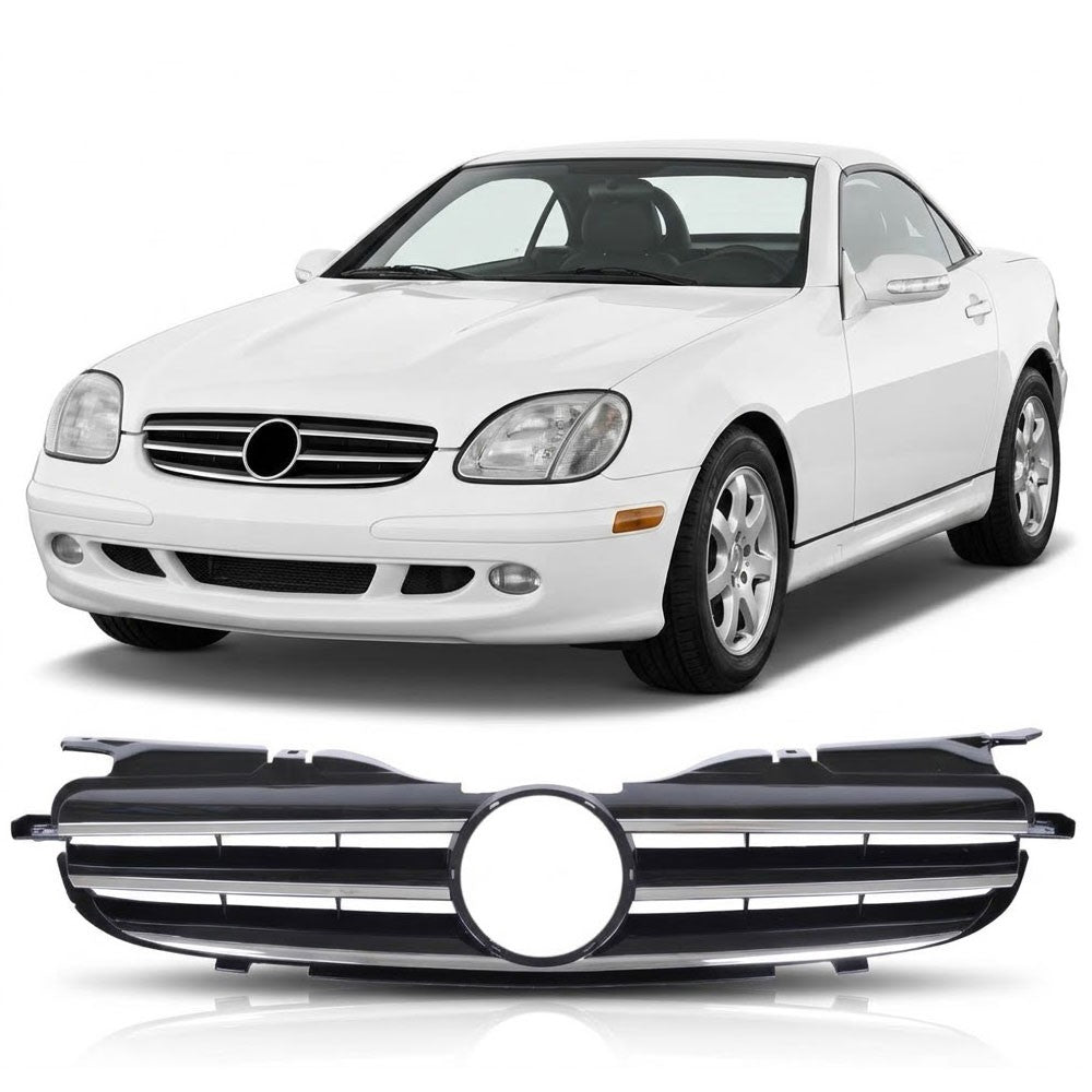 Kühlergrill Hochglanz Schwarz & Chrom passend für Mercedes SLK R170 1996-2004