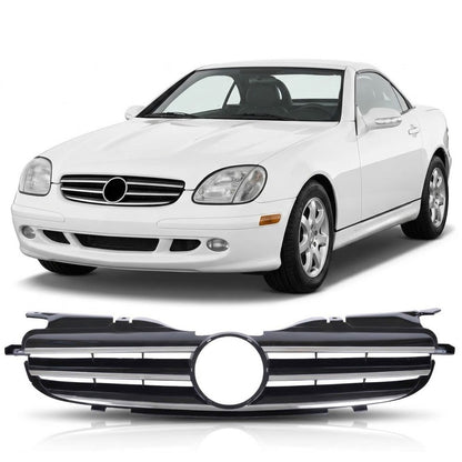 Kühlergrill Hochglanz Schwarz & Chrom passend für Mercedes SLK R170 1996-2004