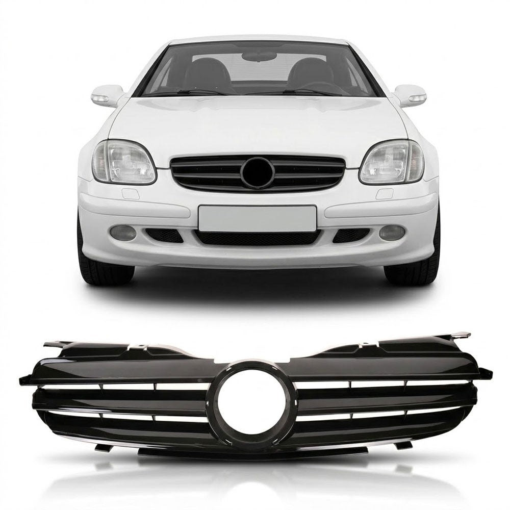 Kühlergrill komplett Hochglanz Schwarz passend für Mercedes SLK R170 1996-2004