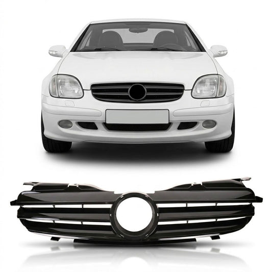 Kühlergrill komplett Hochglanz Schwarz passend für Mercedes SLK R170 1996-2004