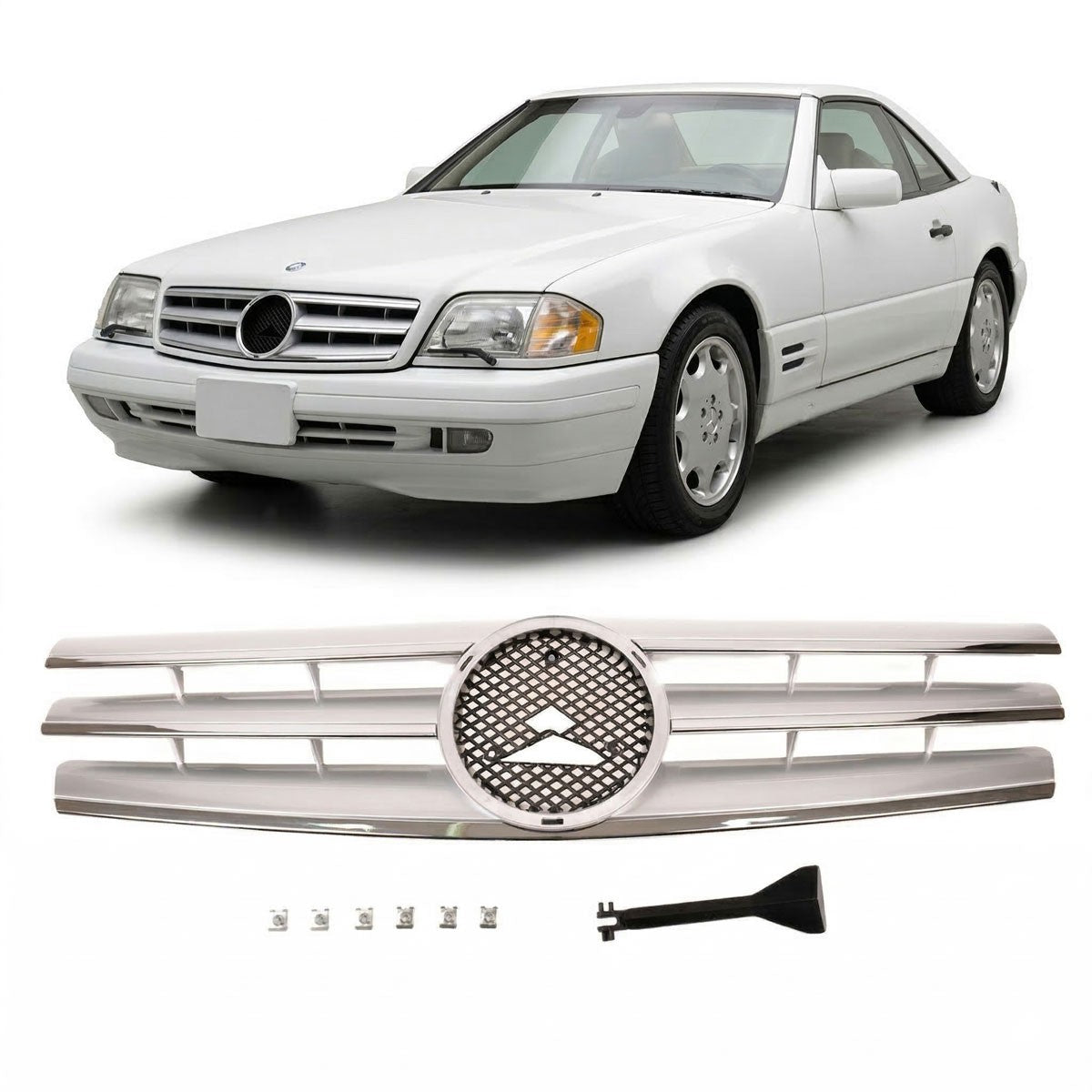 Kühlergrill Chrom & Silber passend für Mercedes SL (R129) 1989-2001