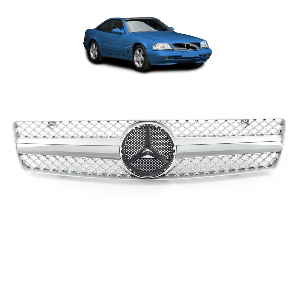 Sportgrill Chrom & Silber passend für Mercedes SL R129 1989-2001