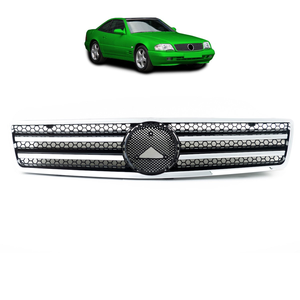 Kühlergrill Chrom & Schwarz passend für Mercedes SL (R129) 1989-2001