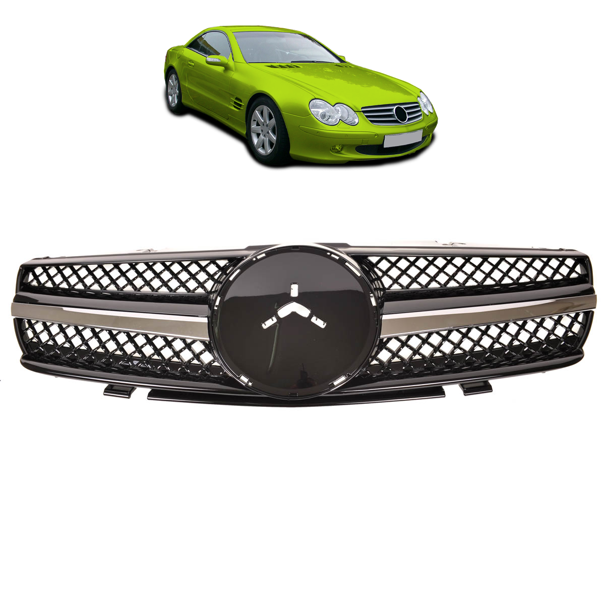Kühlergrill Chrom & Schwarz passend für Mercedes SL R230 2001-2006