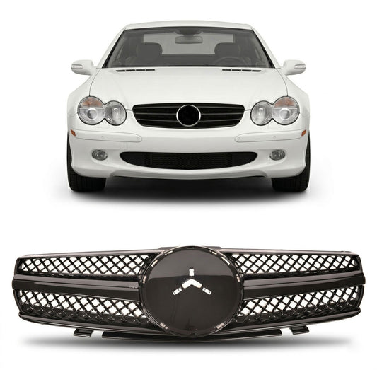 Kühlergrill Hochglanz Schwarz passend für Mercedes SL R230 2001-2006