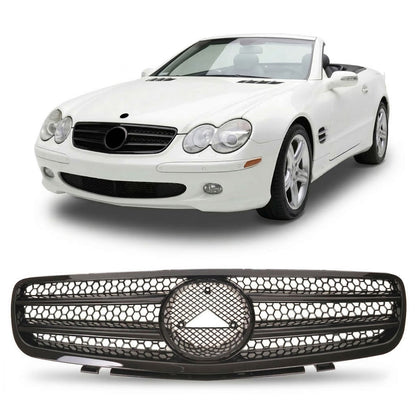 Kühlergrill Hochglanz Schwarz passend für Mercedes SL R230 2001-2006