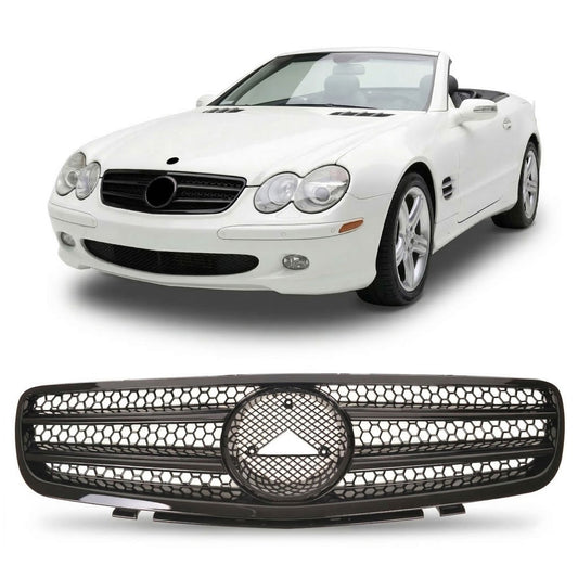 Kühlergrill Hochglanz Schwarz passend für Mercedes SL R230 2001-2006