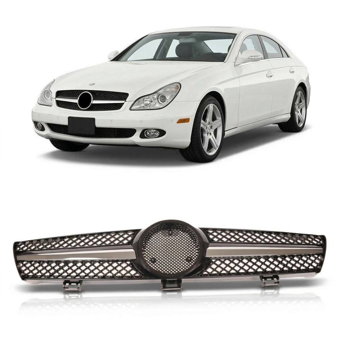 Frontgrill Chrom & Schwarz passend für Mercedes CLS C219 2004-2008
