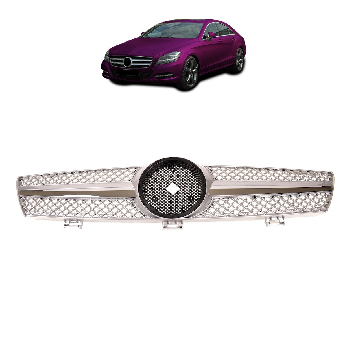 Frontgrill Chrom & Silber passend für Mercedes CLS C219 2004-2008