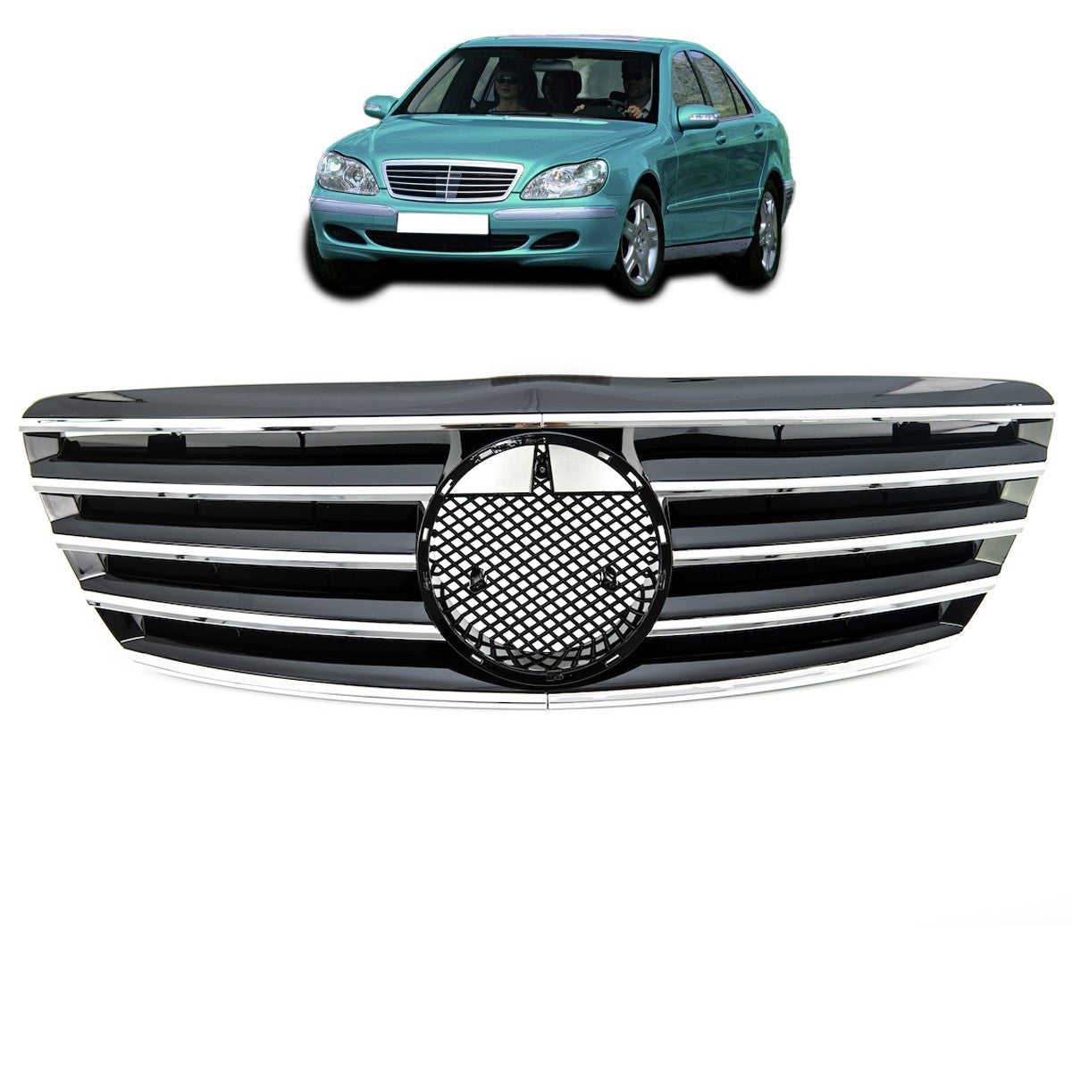 Kühlergrill Chrom & Schwarz passend für Mercedes S-Klasse W220 2003-2005