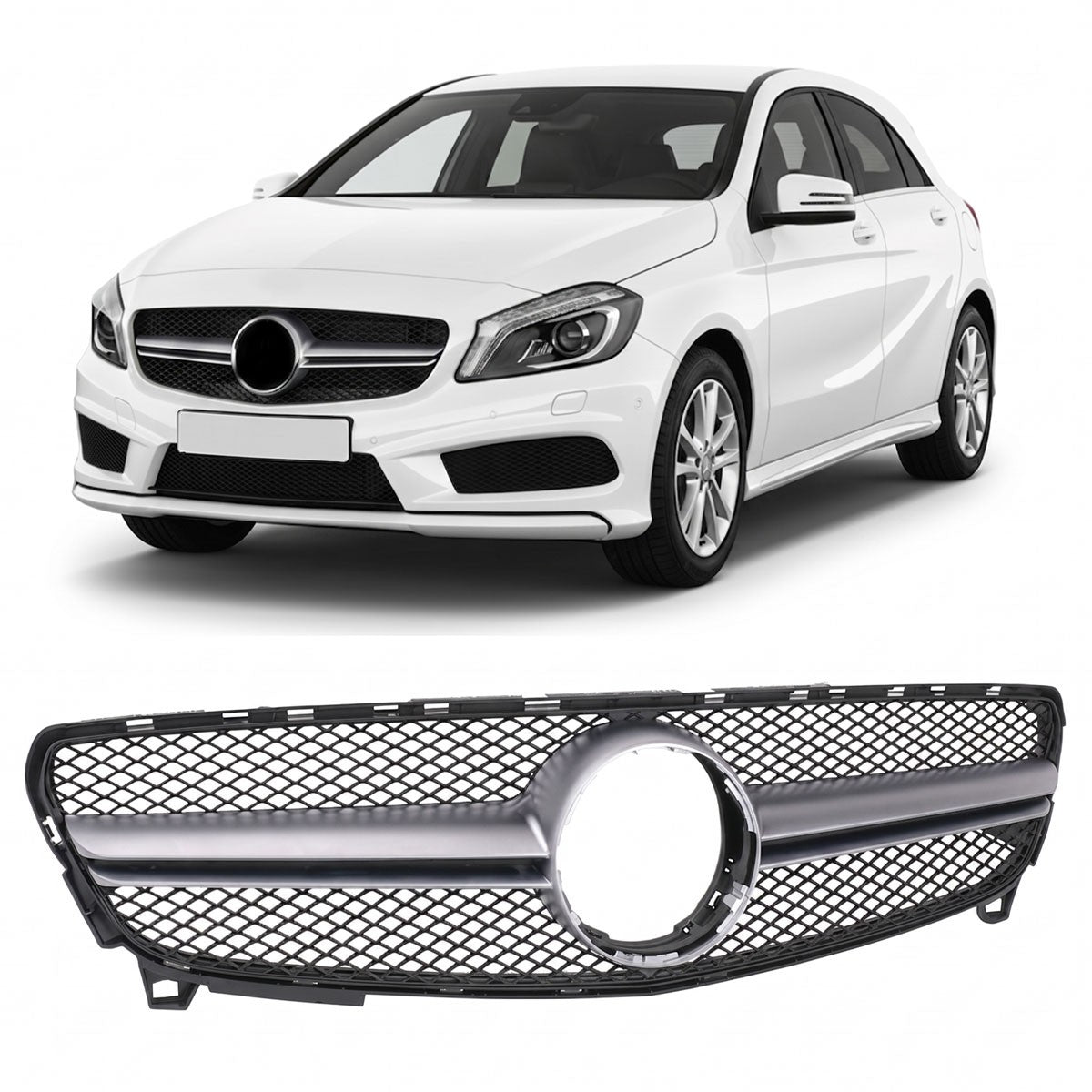 Kühlergrill Silber passend für Mercedes A-Klasse W176 Facelift 2015-2018