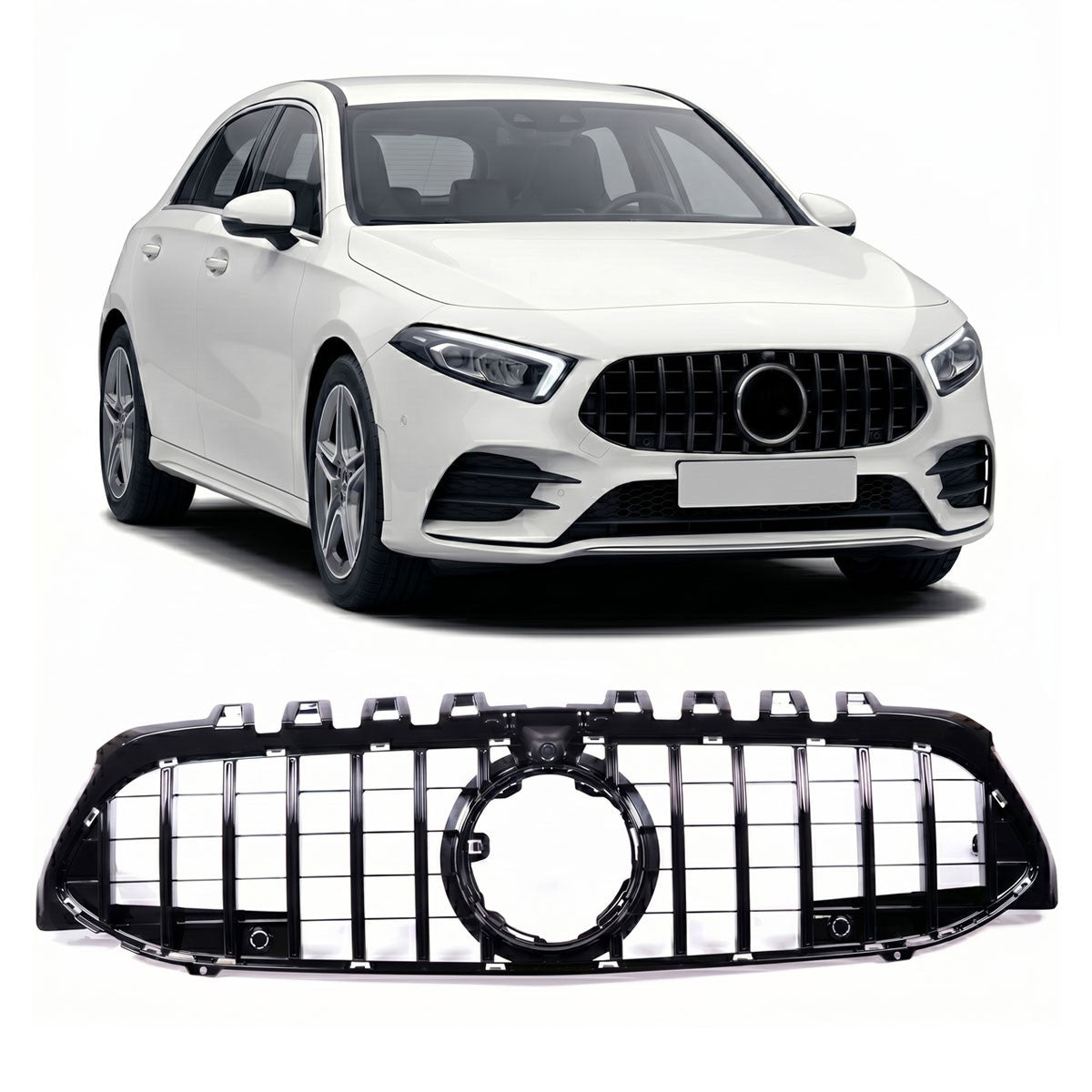 Hochglanz Schwarz Panamericana GT Grill passend für Mercedes A-Klasse 2018-2023