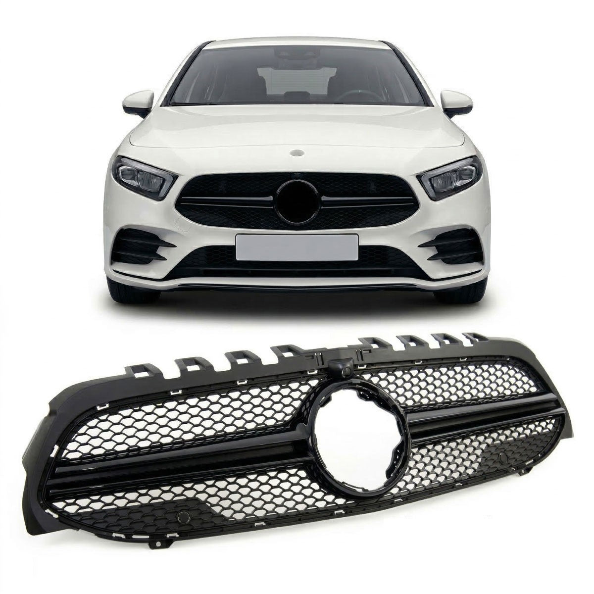 Kühlergrill Hochglanz Schwarz passend für Mercedes A-Klasse W177 V177 2019-2023