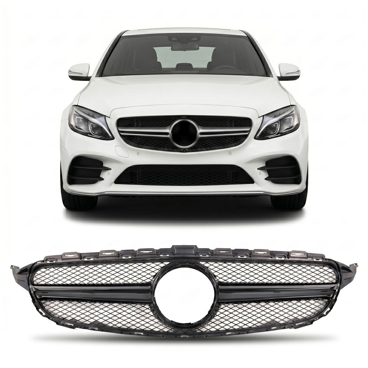 Frontgrill Schwarz passend für Mercedes C-Klasse W205 Limousine Kombi 2014-2018