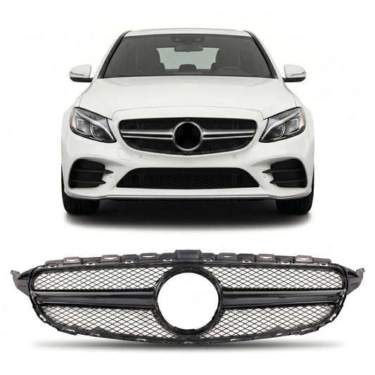 Frontgrill Schwarz passend für Mercedes C-Klasse W205 Limousine Kombi 2014-2018