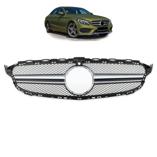 Frontgrill Silber Kamera passend für Mercedes C-Klasse W205 2014-2018