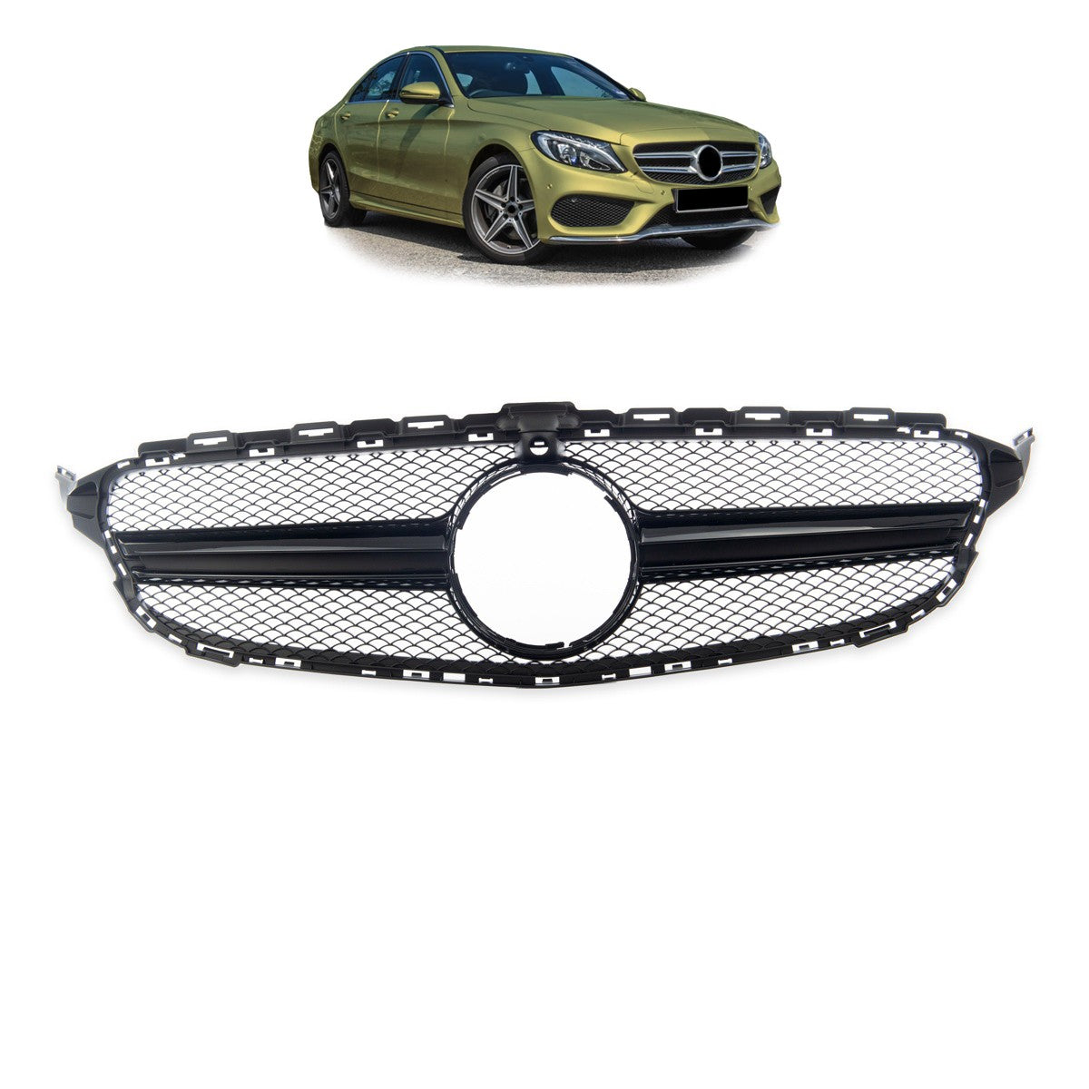 Frontgrill Schwarz für Kamera passend für Mercedes C-Klasse W205 2014-2018