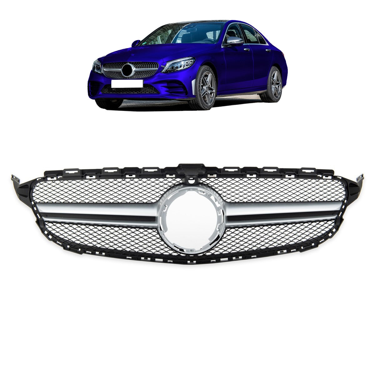 Frontgrill Silber passend für Mercedes C-Klasse W205 2018-2021