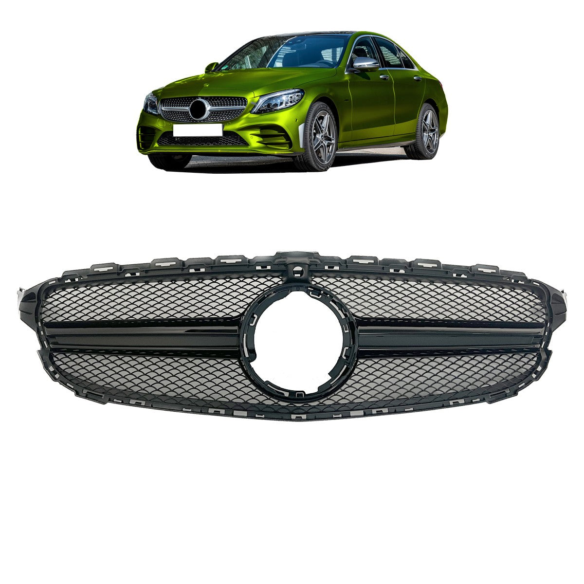 Schwarzer Frontgrill passend für Mercedes C-Klasse W205 2018-2021