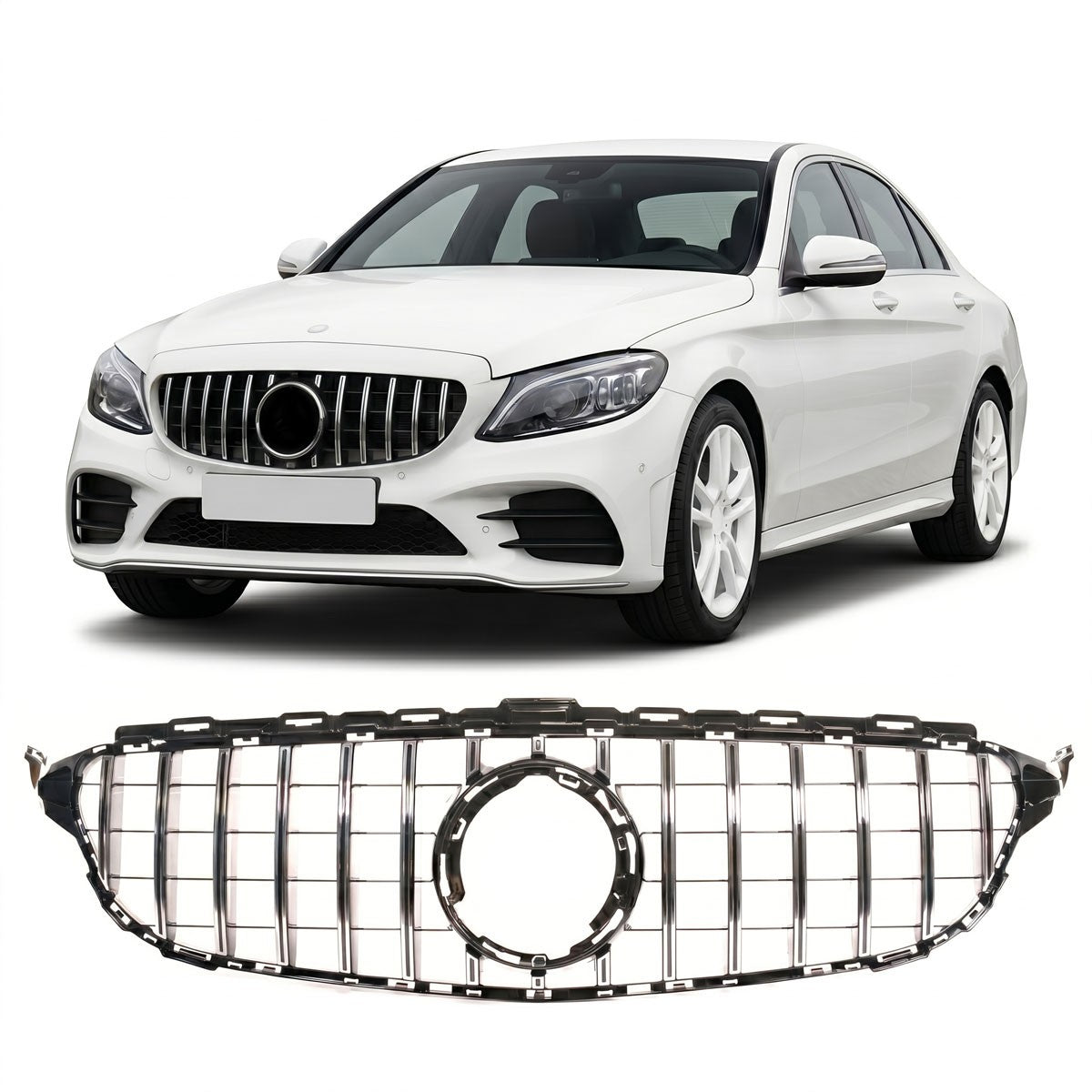 GT verchromter & schwarzer Grill passend für Mercedes C-Klasse W205 2018-2021