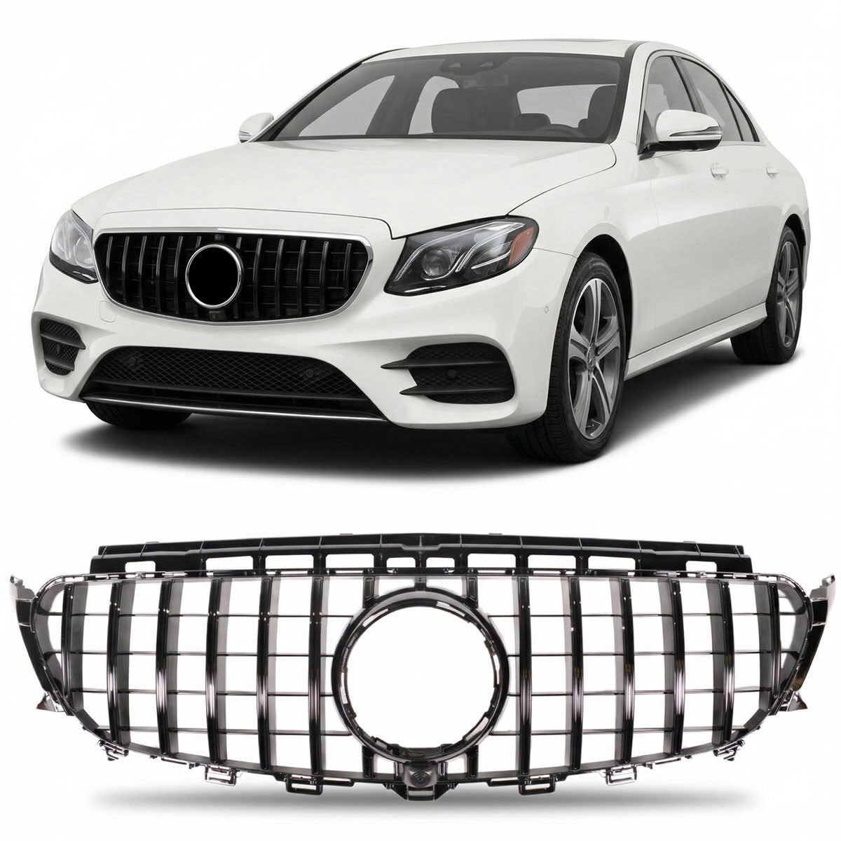 GT Hochglanz schwarzer Kühlergrill passend für Mercedes E-Klasse W213 2016-2020