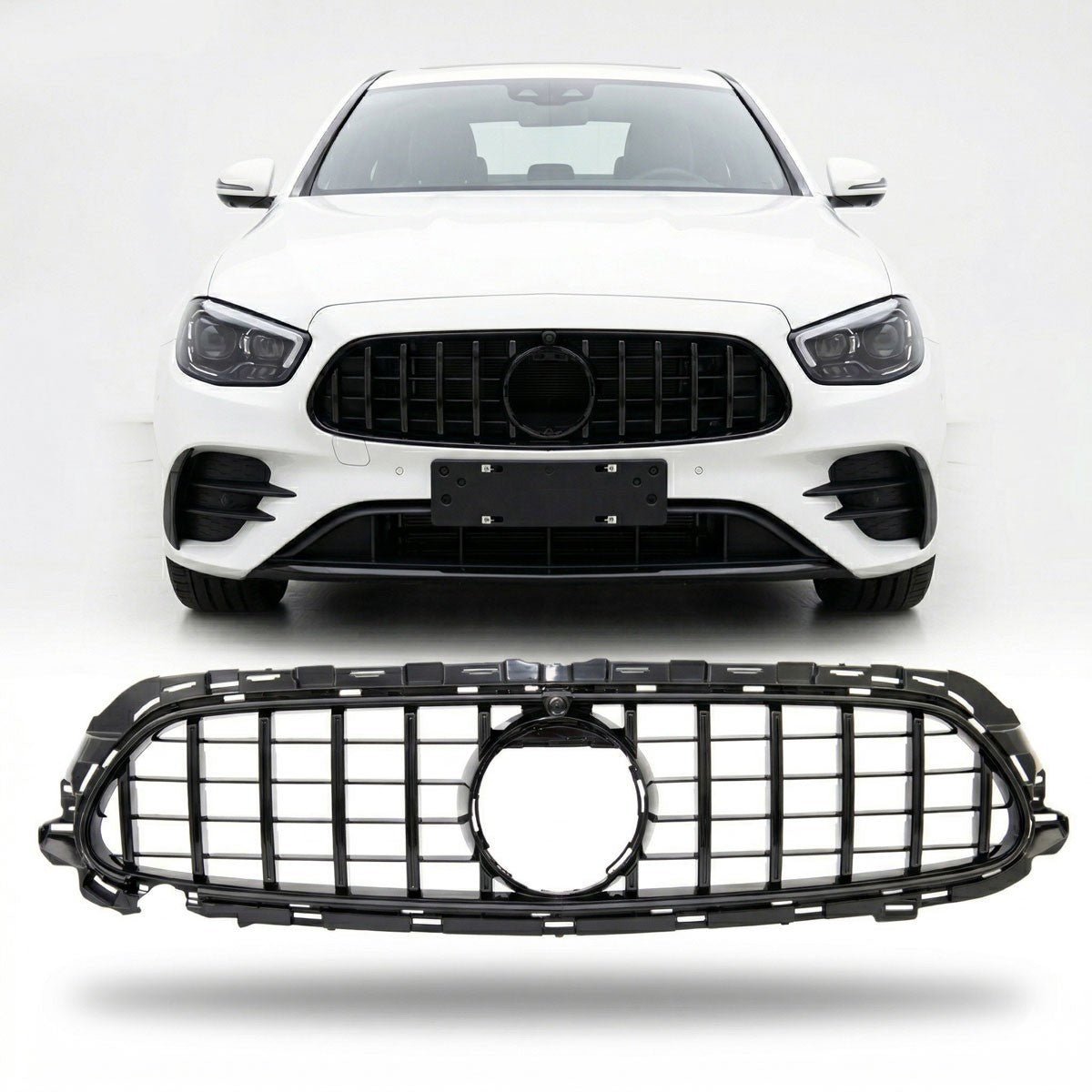 Passend für Mercedes E-Klasse W213 C238 2020-2023 Hochglanz schwarzer GT Grill