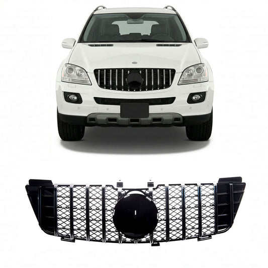 Chrom & Schwarz Sportgrill passend für Mercedes M-Klasse W164 2005-2008