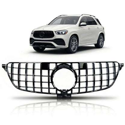 Frontgrill Hochglanz Schwarz Panamericana GT passend für Mercedes GLE W166 2015-2019