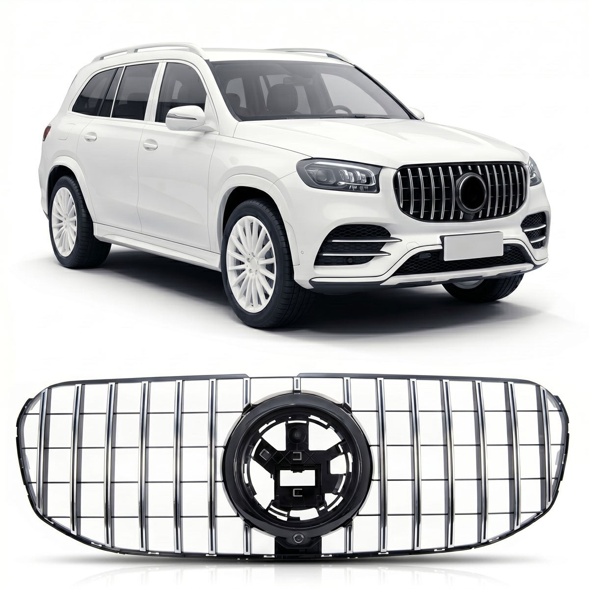 GT Hochglanz Schwarz Frontgrill mit Kamera passend für Mercedes GLS X167 2018-2024